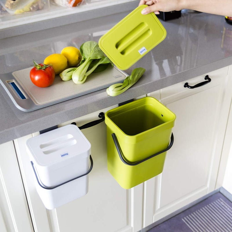 Jesintop Counter Top Compost Bin with Lid for Kitchen Waste Food Scrap,Mountable Bathroom Hanging Small Trash Can Under Sink 1.3 Gal/5 L Series,Green - Image 5